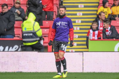 Sheffield United 'tan Oliver Norwood Premier Lig maçında Sheffield United Chelsea' ye karşı Bramall Lane, Sheffield, İngiltere 'de 7 Nisan 202' de oynanan ısınma maçında