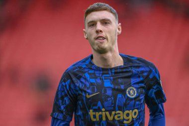Chelsea 'den Cole Palmer Premier Lig maçında Sheffield United Chelsea' ye karşı 7 Nisan 202 'de Bramall Lane, Sheffield, İngiltere' de oynanan maçta ısınma turunda