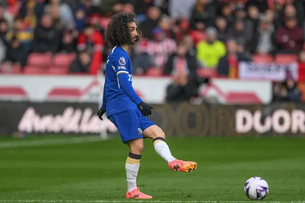stock image Marc Cucurella of Chelsea passes the ball during the Premier League match Sheffield United vs Chelsea at Bramall Lane, Sheffield, United Kingdom, 7th April 202