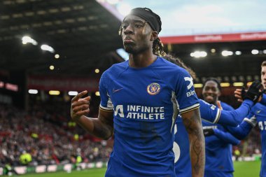 Chelsea 'den Noni Madueke, Premier Lig maçında Sheffield United' ın Chelsea 'ye karşı 7 Nisan 202' de Bramall Lane, Sheffield, İngiltere 'de oynadığı maçı 1-2 kazanma golünü kutluyor.