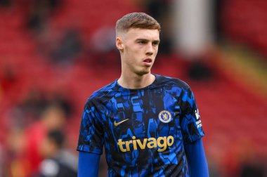 Chelsea 'den Cole Palmer Premier Lig karşılaşması öncesinde Sheffield United Chelsea' ye karşı 7 Nisan 202 'de Bramall Lane, Sheffield, İngiltere' de oynanan maç öncesi ısınma maçında