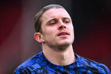 Chelsea 'li Conor Gallagher Premier Lig karşılaşması öncesinde Sheffield United Chelsea' ye karşı 7 Nisan 202 'de Bramall Lane, Sheffield, İngiltere' de oynanan maç öncesi ısınma maçında