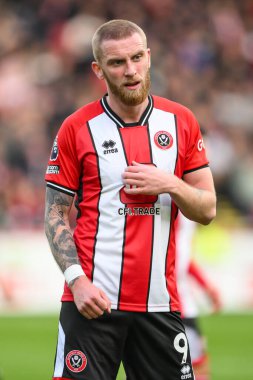 Sheffield United takımından Oliver McBurnie Premier League maçında Sheffield United Chelsea 'ye karşı Bramall Lane, Sheffield, İngiltere, 7 Nisan 202