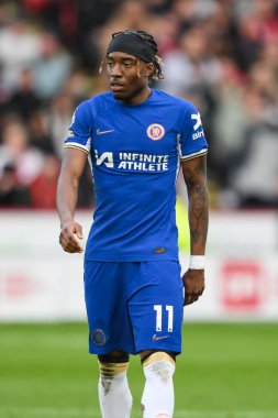 Chelsea 'den Noni Madueke Premier Lig karşılaşmasında Sheffield United Chelsea' ye karşı Bramall Lane, Sheffield, İngiltere, 7 Nisan 202