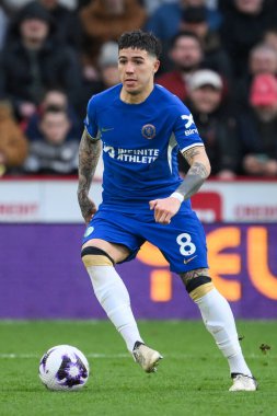 Chelsea 'den Enzo Fernnndez Premier Lig maçında Sheffield United Chelsea' ye karşı Bramall Lane, Sheffield, İngiltere, 7 Nisan 2024