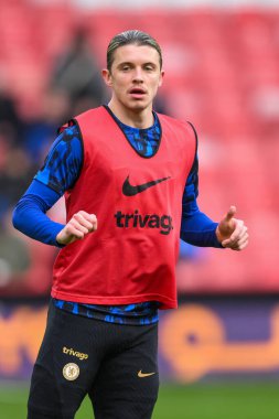 Chelsea 'li Conor Gallagher Premier Lig karşılaşması öncesinde Sheffield United Chelsea' ye karşı 7 Nisan 202 'de Bramall Lane, Sheffield, İngiltere' de oynanan maç öncesi ısınma maçında