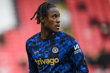 Chelsea 'den Trevoh Chalobah Premier Lig karşılaşması öncesinde Sheffield United Chelsea' ye karşı Bramall Lane, Sheffield, İngiltere, 7 Nisan 202
