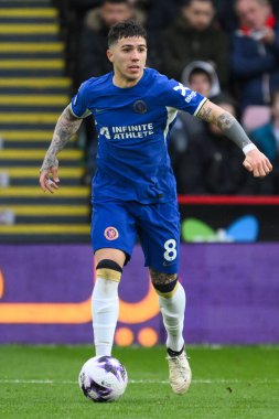 Chelsea 'den Enzo Fernnndez Premier Lig maçında Sheffield United Chelsea' ye karşı Bramall Lane, Sheffield, İngiltere, 7 Nisan 2024