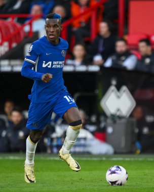 Chelsea 'den Nicolas Jackson Premier Lig maçında Sheffield United Chelsea' ye karşı Bramall Lane, Sheffield, İngiltere 'de 7 Nisan 202' de bir ara verdi.