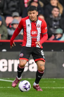 Sheffield United takımından Gustavo Hamer 7 Nisan 202 'de Bramall Lane, Sheffield, İngiltere' de oynanan Premier League maçında Chelsea ile karşı karşıya geldi.
