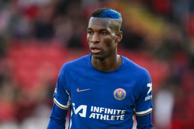 Chelsea 'den Nicolas Jackson Premier Lig karşılaşmasında Sheffield United Chelsea' ye karşı Bramall Lane, Sheffield, İngiltere, 7 Nisan 202