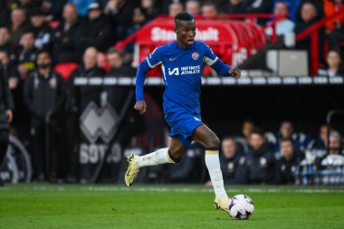 Chelsea 'den Nicolas Jackson Premier Lig maçında Sheffield United Chelsea' ye karşı Bramall Lane, Sheffield, İngiltere 'de 7 Nisan 202' de bir ara verdi.