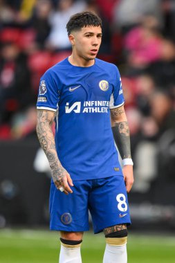 Chelsea 'den Enzo Fernnndez Premier Lig karşılaşmasında Sheffield United Chelsea' ye karşı Bramall Lane, Sheffield, İngiltere, 7 Nisan 2024