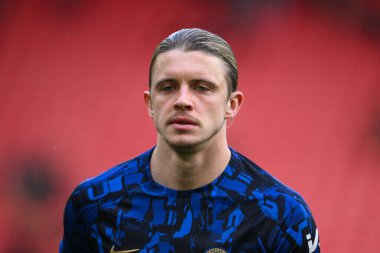 Chelsea 'den Conor Gallagher Premier Lig maçı öncesinde Sheffield United Chelsea' ye karşı 7 Nisan 2024 'te Bramall Lane, Sheffield, İngiltere' de oynanan maç öncesi ısınma maçında
