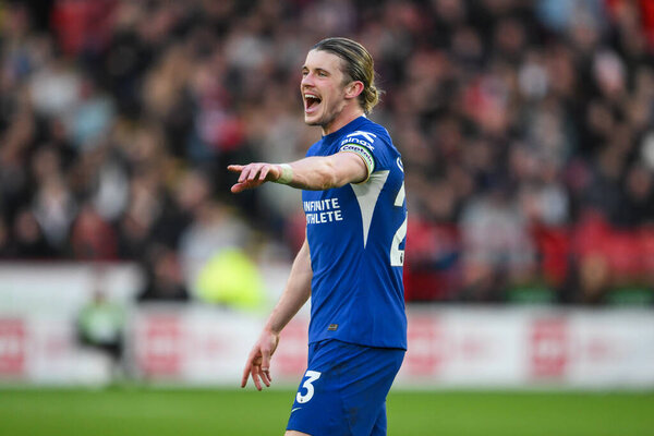 Conor Gallagher of Chelsea gives his team instructions during the Premier League match Sheffield United vs Chelsea at Bramall Lane, Sheffield, United Kingdom, 7th April 202