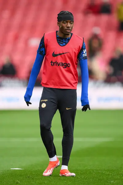 Noni Madueke Chelsea Tijdens Pre Game Warming Voor Premier League — Stockfoto