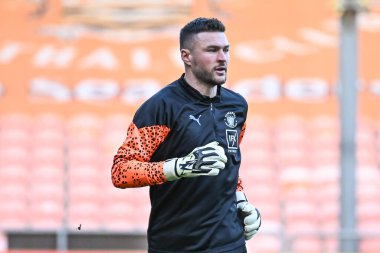 Blackpool 'dan Richard O' Donnell, 9 Nisan 202 'de Blackpool, İngiltere' deki Bloomfield Road 'da oynanan Blackpool-Fleetwood Town maçı öncesinde oynanan maç öncesi ısınma maçında...