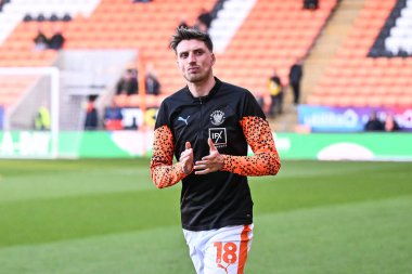 Jake Beesley of Blackpool during the pre-game warmup ahead of the Sky Bet League 1 match Blackpool vs Fleetwood Town at Bloomfield Road, Blackpool, United Kingdom, 9th April 202 clipart