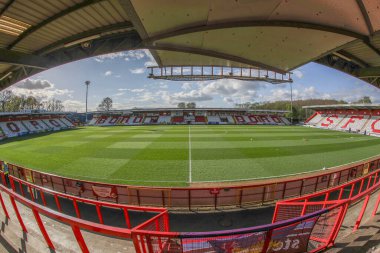 Lamex Stadyumu 'nun, 9 Nisan 202' de Lamex Stadyumu 'nda Stevenage ve Barnsley maçındaki genel görüntüsü.