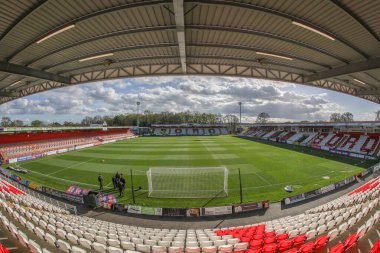 Lamex Stadyumu 'nun, 9 Nisan 202' de Lamex Stadyumu 'nda Stevenage ve Barnsley maçındaki genel görüntüsü.