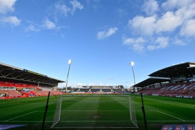SToK Cae Ras 'ın, 9 Nisan 202' de Wrexham 'a karşı Crawley Town, Wrexham, Wrexham, İngiltere' de oynanan karşılaşma öncesi genel görünümü.