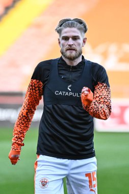 Blackpool 'dan Hayden Coulson, 9 Nisan 202' de Bloomfield Road, Blackpool 'da oynanan Blackpool-Fleetwood Town maçının öncesinde oynanan maç öncesi ısınma maçında...