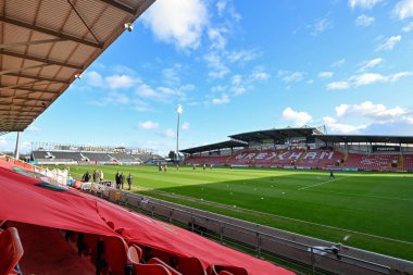 A general view of the SToK Cae Ras ahead of the Sky Bet League 2 match Wrexham vs Crawley Town at SToK Cae Ras, Wrexham, United Kingdom, 9th April 202 clipart