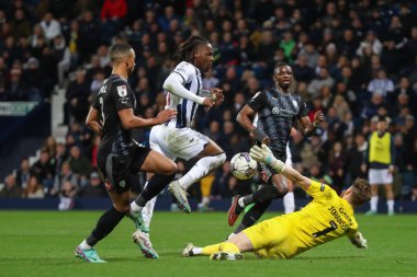 Rotherham United 'dan Viktor Johansson, West Bromwich Albion' dan Brandon Thomas-Asante 'nin 10 Nisan 202' de The Hawthorns, West Bromwich, Birleşik Krallık 'ta oynanan Sky Bet Şampiyonası maçında attığı şutu kurtardı.