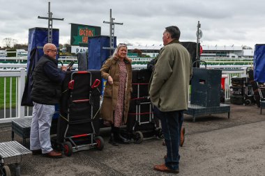 Book makers set up there stalls ahead of the Randox Grand National 2024 Opening Day at Aintree Racecourse, Liverpool, United Kingdom, 11th April 202 clipart