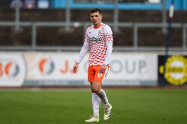 Blackpool takımından Albie Morgan 13 Nisan 202 'de Brunton Park, Carlisle, İngiltere' de Carlisle United ile Blackpool maçında karşılaştı.