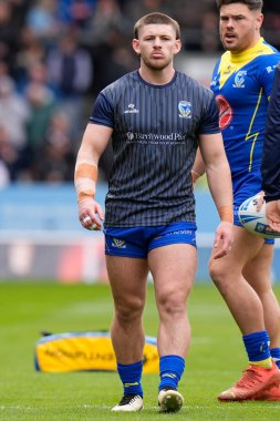 Warrington Wolves 'tan Danny Walker, 14 Nisan 202' de St Helens-Warrington Wolves maçında oynanan Betfred Challenge Kupası çeyrek final maçından önce ısınıyor.