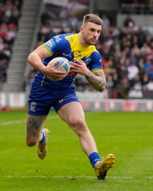 Warrington Wolves 'tan Connor Wrench Betfred Challenge Kupası çeyrek final maçında St Helens' e karşı Warrington Wolves, St Helens Stadyumu, Birleşik Krallık, 14 Nisan 202