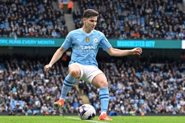 Manchester City 'den Julin Ivarez 13 Nisan 2024 tarihinde Etihad Stadyumu' nda oynanan Premier League maçında