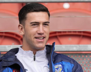 Warrington Wolves takımından Wes Bruines, Betfred Challenge Kupası çeyrek final maçından önce St Helens 'a karşı Warrington Wolves, St Helens, İngiltere, 14 Nisan 202