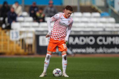 Blackpool takımından Sonny Carey, 13 Nisan 202 'de Brunton Park, Carlisle, İngiltere' de oynanan 1.