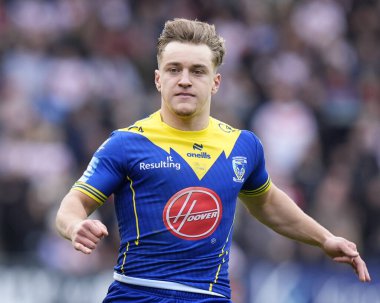 Warrington Wolves 'tan Leon Hayes, Betfred Challenge Kupası çeyrek final maçında St Helens' a karşı Warrington Wolves, St Helens, Birleşik Krallık, 14 Nisan 202
