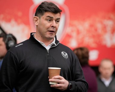 Paul Wellens St. Helens baş antrenörü Betfred Challenge Kupası çeyrek final maçından önce St Helens 'e karşı Warrington Wolves, All Wicked Stadyumu, St Helens, Birleşik Krallık, 14 Nisan 202