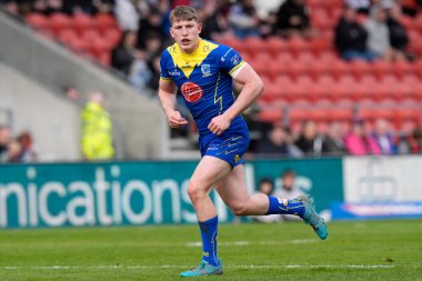 Warrington Wolves takımından Matty Nicholson, Betfred Challenge Kupası çeyrek final maçında St Helens 'e karşı Warrington Wolves, St Helens Stadyumu, Birleşik Krallık, 14 Nisan 202