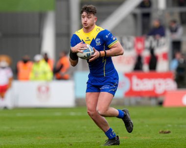 Warrington Wolves takımından Jordy Crowther, Betfred Challenge Kupası çeyrek final maçında St Helens 'a karşı Warrington Wolves, St Helens, St Helens, İngiltere, 14 Nisan 202