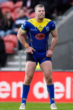Warrington Wolves 'tan Lachlan Fitzgibbon Betfred Challenge Kupası çeyrek final maçında St Helens-Warrington Wolves maçı sırasında Wicked Stadyumu, St Helens, Birleşik Krallık, 14 Nisan 202