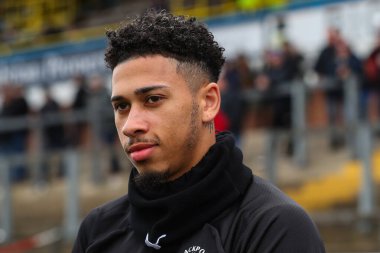 Blackpool 'dan Jordan Lawrence-Gabriel 13 Nisan 202' de İngiltere, Carlisle, Brunton Park 'ta oynanan Sky Bet Lig 1 maçı öncesinde oynanan ısınma maçında