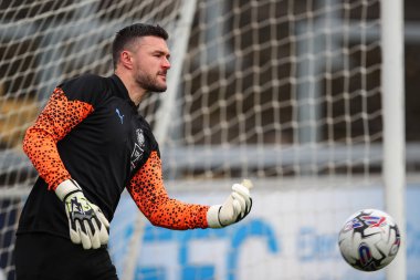 Blackpool 'dan Richard O' Donnell 13 Nisan 202 'de İngiltere, Carlisle, Brunton Park' ta oynanan Sky Bet Lig 1 maçı öncesinde ısınma turunda