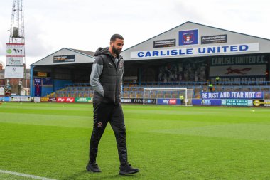 Blackpool takımından CJ Hamilton, 13 Nisan 202 'de Brunton Park, Carlisle, İngiltere' de oynanan Sky Bet 1 karşılaşması öncesinde geldi.