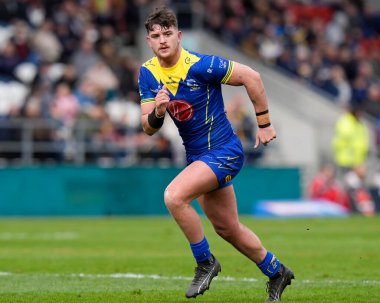Warrington Wolves takımından Jordy Crowther, Betfred Challenge Kupası çeyrek final maçında St Helens 'a karşı Warrington Wolves, St Helens, St Helens, İngiltere, 14 Nisan 202