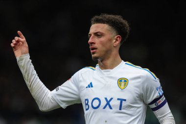 Leeds United takımından Ethan Ampadu, 13 Nisan 202 'de Leeds Road, İngiltere' de oynanan Sky Bet Şampiyonası karşılaşmasında Leeds United ve Blackburn Rovers arasındaki jest ve tepkileri sundu.