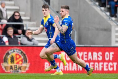 Warrington Wolves 'tan Connor Wrench Betfred Challenge Kupası çeyrek final maçında St Helens' e karşı Warrington Wolves, St Helens Stadyumu, Birleşik Krallık, 14 Nisan 202