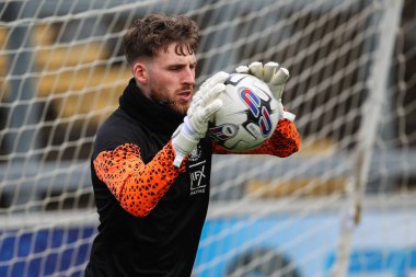 Blackpool 'dan Daniel Grimshaw 13 Nisan 202' de İngiltere, Carlisle, Brunton Park 'ta oynanan Sky Bet Lig 1 karşılaşması öncesi ısınma maçında
