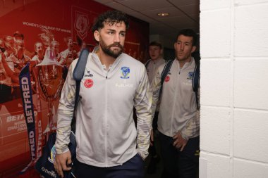 Warrington Wolves 'un Toby King' i Betfred Challenge Kupası çeyrek final maçında St Helens 'a karşı Warrington Wolves, St Helens, Birleşik Krallık, 14 Nisan 202