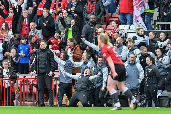 Marc Skinner Manager Manchester United Women Celebra Resultado Tiempo Completo — Foto de Stock