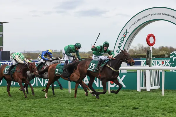 stock image Arizona Cardinal ridden by Ciaran Gethings wins 4.05pm The Randox Supports Race Against Dementia Topham Chase (Grade 3) during the The Randox Grand National 2024 Ladies Day at Aintree Racecourse, Liverpool, United Kingdom, 12th April 202